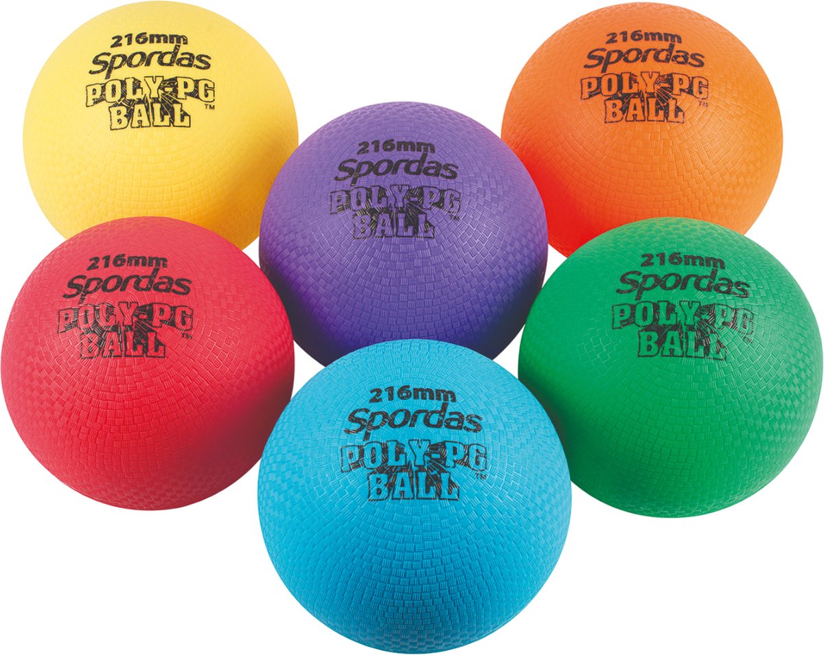 Set Poly PG ballen | Gymnastiekballen | 6 ballen | Gekleurd |Ø 15,2 cm | Naadloze ballen